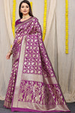 Designer Purple Patola Pure Silk Saree With Gold Jari Weaving