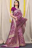 Designer Purple Patola Pure Silk Saree With Gold Jari Weaving