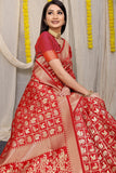 Designer Red Patola Pure Silk Saree With Gold Jari Weaving