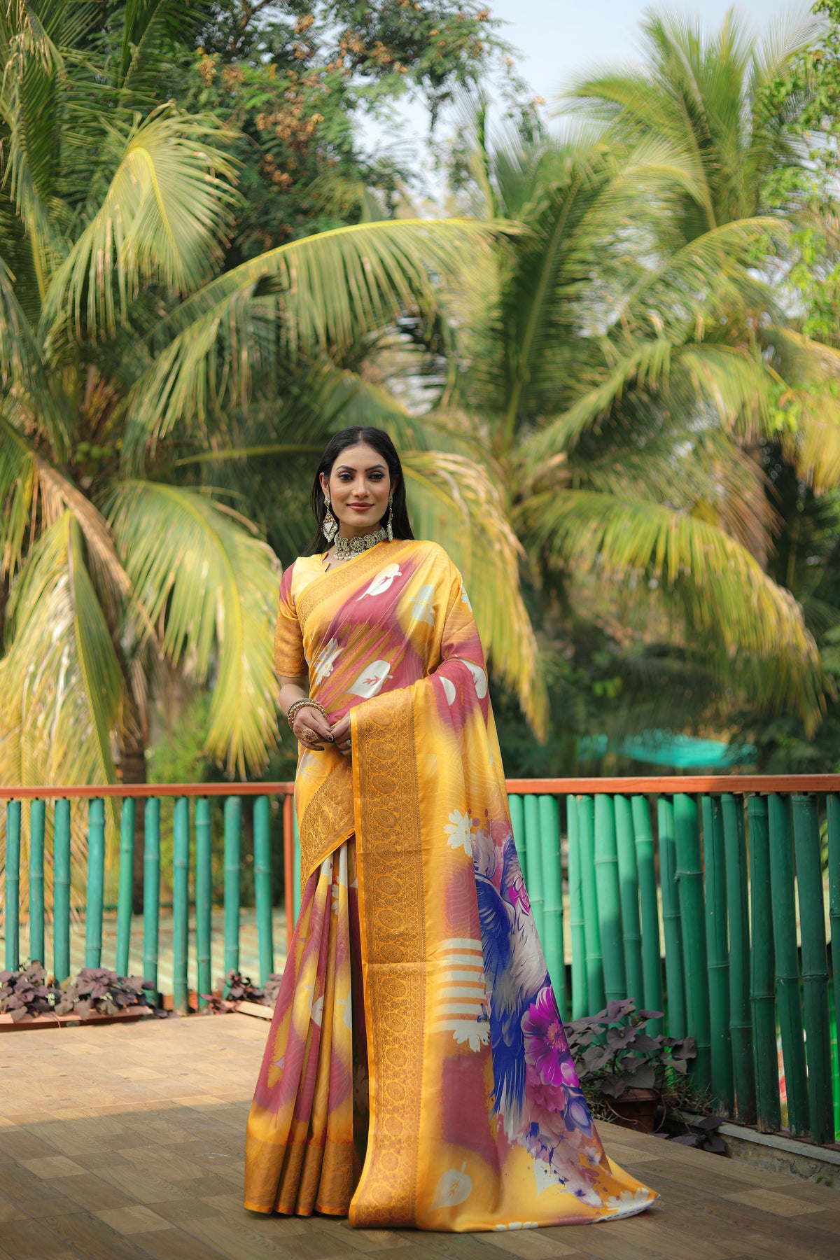 Handpicked Lite weight Soft Dola Silk sarees with digital Print