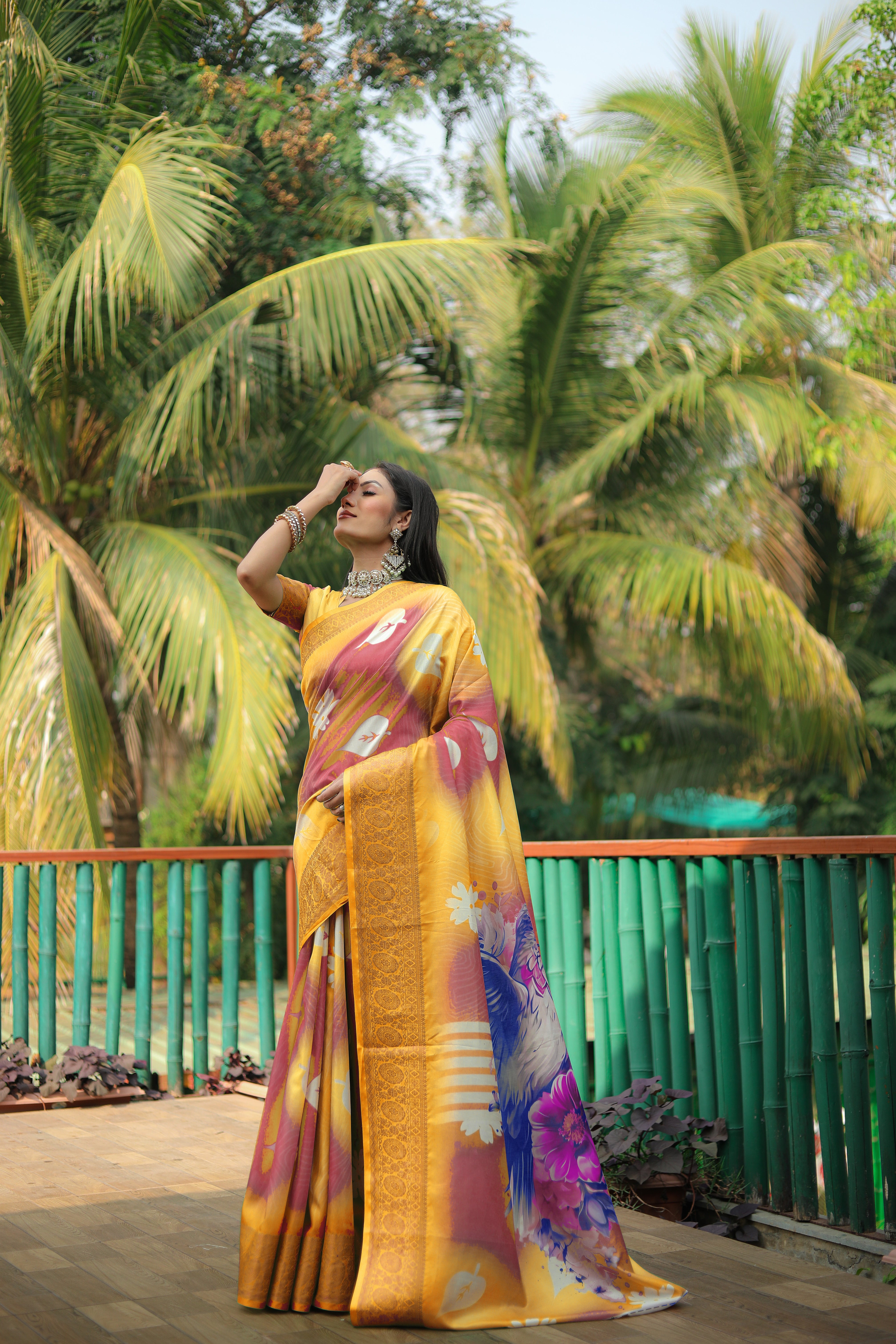 Handpicked Lite weight Soft Dola Silk sarees with digital Print