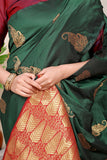 Green Beautiful Pure Silk Banarasi Saree With Copper Zari Work