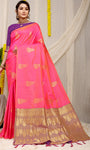 Peach Beautiful Pure Silk Banarasi Saree With Copper Zari Work