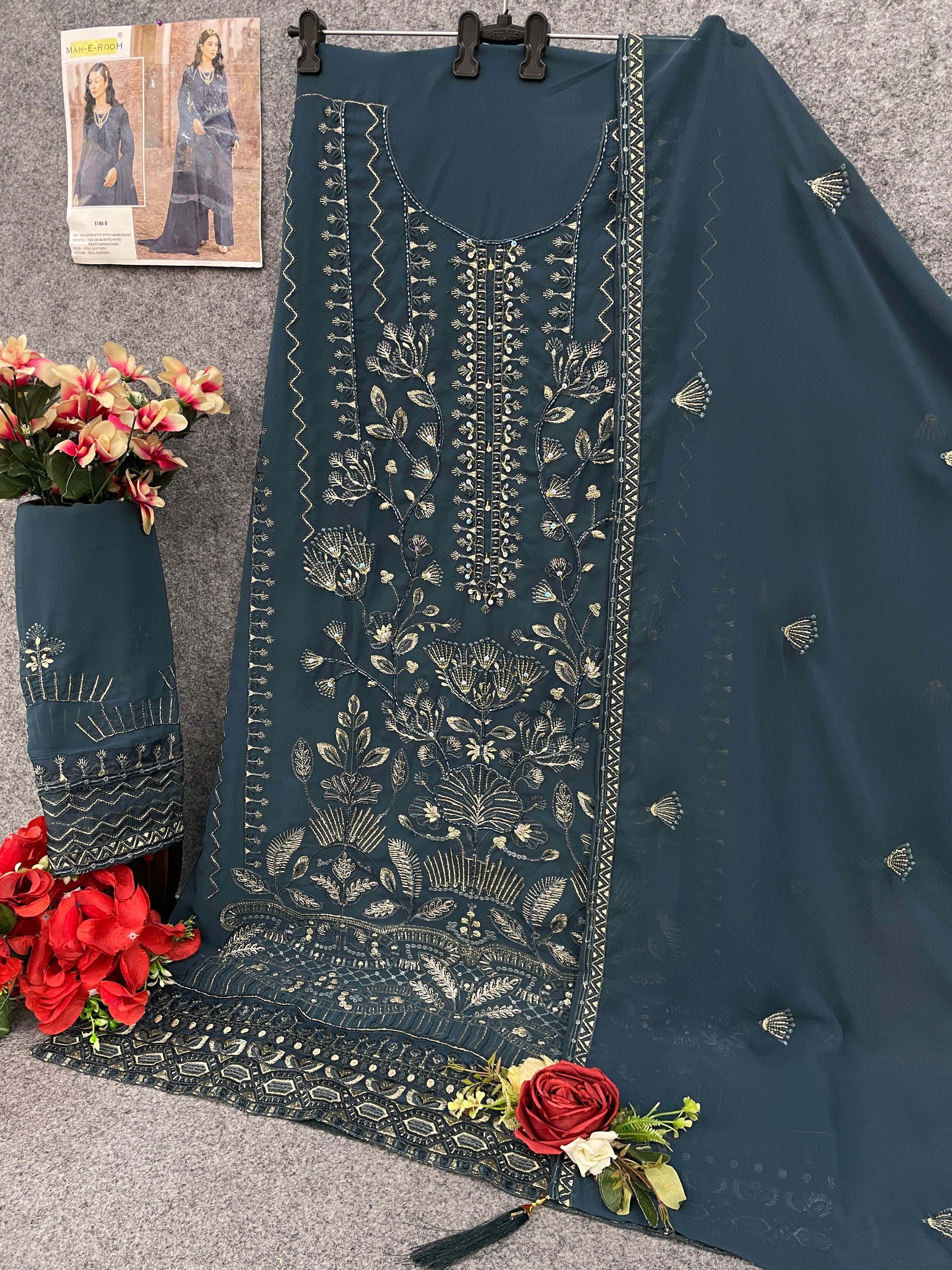 HEAVY FOX GEORGETTE WITH EMBROIDERY WORK SUIT