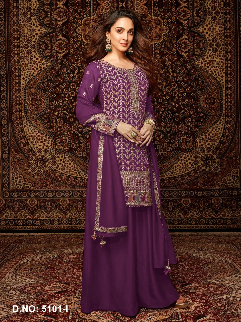 HEAVY CHINNON EMBROIDERY SEQUENCE WORK SUIT
