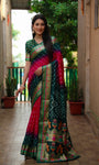 Beautiful Bandhej design saree with Zari Weaving