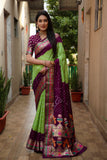 Beautiful Bandhej design saree with Zari Weaving