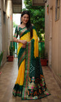 Beautiful Bandhej design saree with Zari Weaving