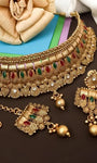 Antique Rajwadi Gold Plated Chokar Set With Meenakari