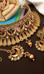 Antique Rajwadi Gold Plated Chokar Set With Meenakari