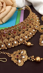 Antique Rajwadi Gold Plated Chokar Set With Meenakari