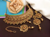 Antique Rajwadi Gold Plated Chokar Set With Meenakari