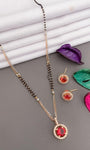 Regular Wear Stone Studded Mangalsutra With Earrings