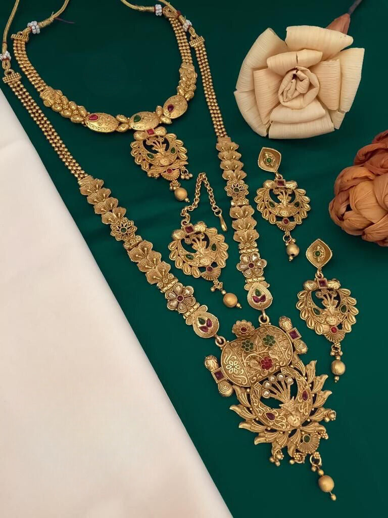 Traditional Long Set Gold Plated Necklace Combo Set