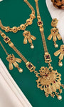 Rajwadi Golden Plated Necklace And Long Set