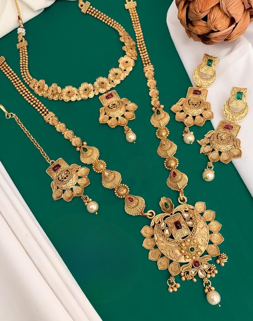 Imitation Rajwadi Gold Plated Combo Set