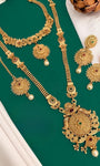 Fancy Gold Plated Rajwadi Combo Set With Mang Tikka