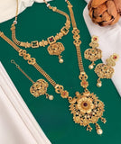 Traditional Gold Plated Rajwadi Combo Set With Mang Tikka