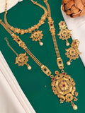 Fancy Rajwadi Gold Plated Combo Set With Mang Tikka