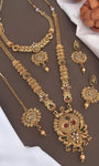 Gold Plated Rajwadi Combo Of Long Set And Hasadi Set