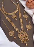 Gold Plated Rajwadi Combo Of Long Set And Hasadi Set