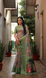 Green Soft Dola Silk saree with Kalamkari digital Print