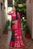 Beautiful Bandhej design saree with Zari Weaving