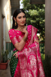 Beautiful Bandhej design saree with Zari Weaving