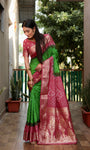 Beautiful Bandhej design saree with Zari Weaving