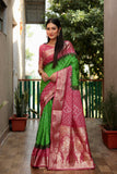 Beautiful Bandhej design saree with Zari Weaving