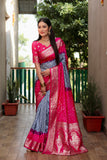 Beautiful Bandhej design saree with Zari Weaving