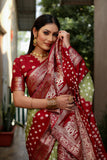 Beautiful Bandhej design saree with Zari Weaving