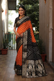 Beautiful Bandhej design saree with Zari Weaving