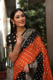 Beautiful Bandhej design saree with Zari Weaving