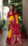 Beautiful Bandhej design saree with Zari Weaving