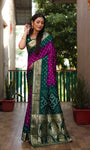 Beautiful Bandhej design saree with Zari Weaving