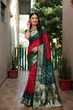 Beautiful Bandhej design saree with Zari Weaving