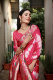 Pink Beautiful Soft Silk Sibory Print With Gold Zari &  Minakari Weaving