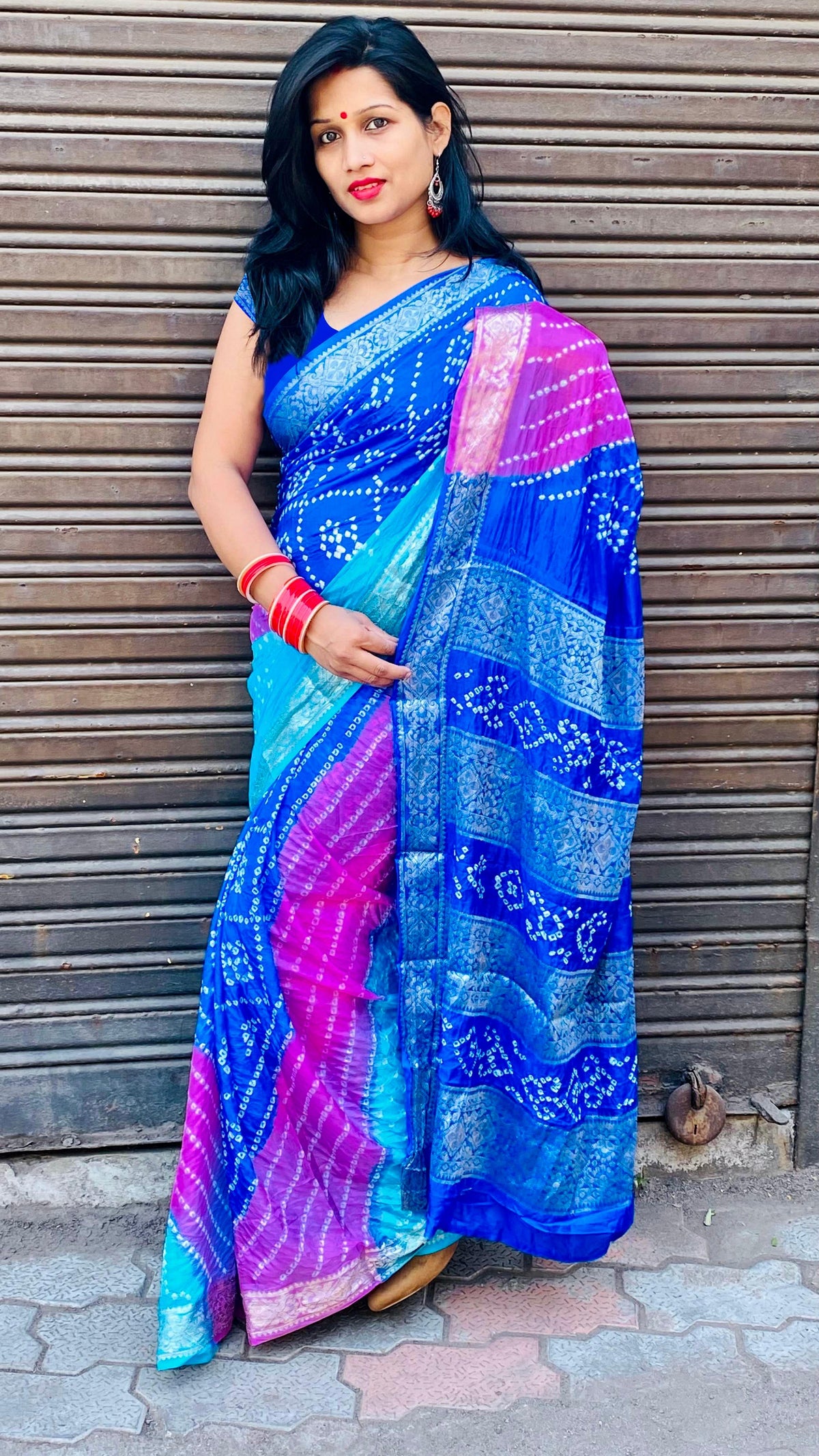 Bandhej Soft Silk Saree With Banarasi Weawing Border