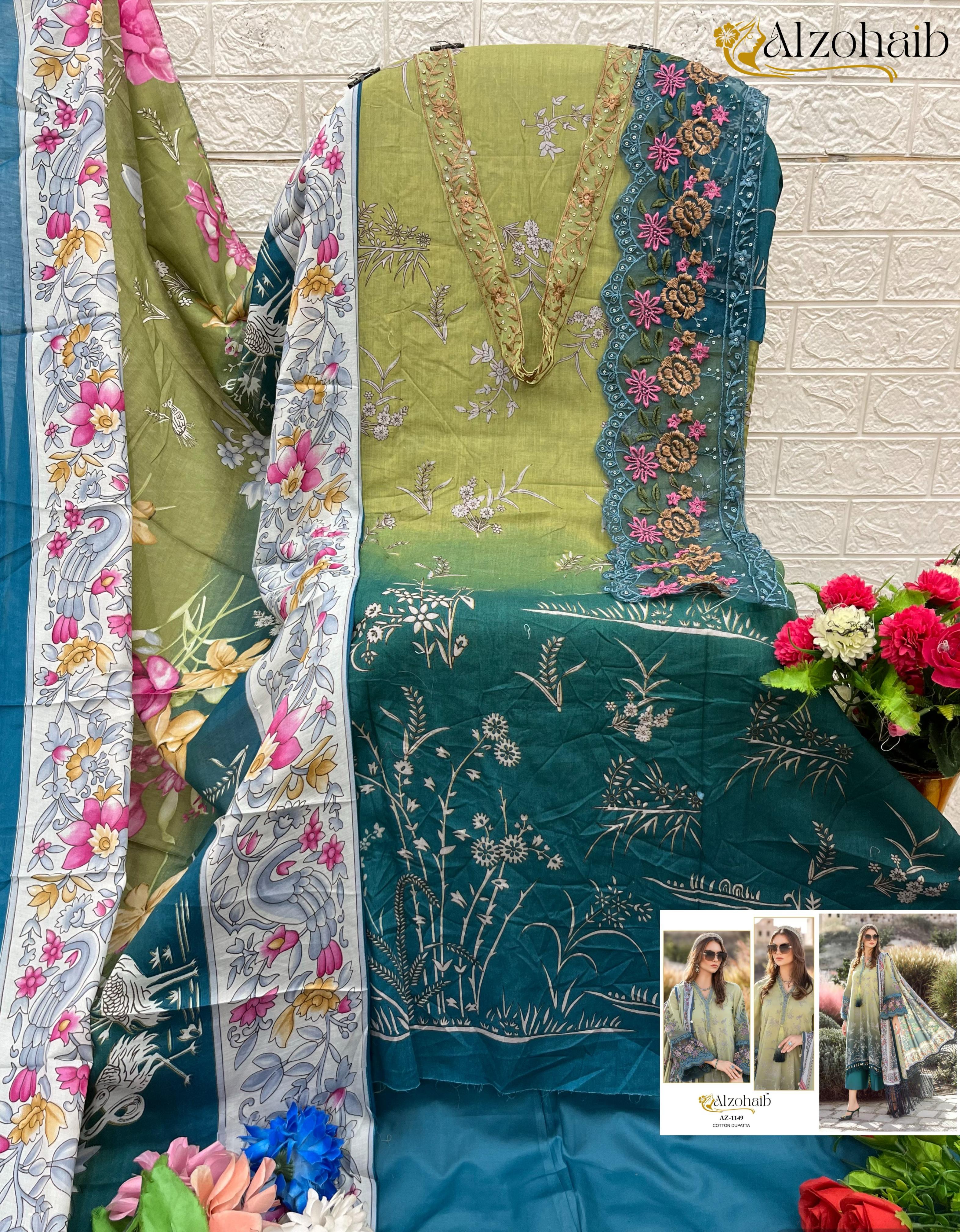 pure cotton print with Heavy Embrodairy patches Suit