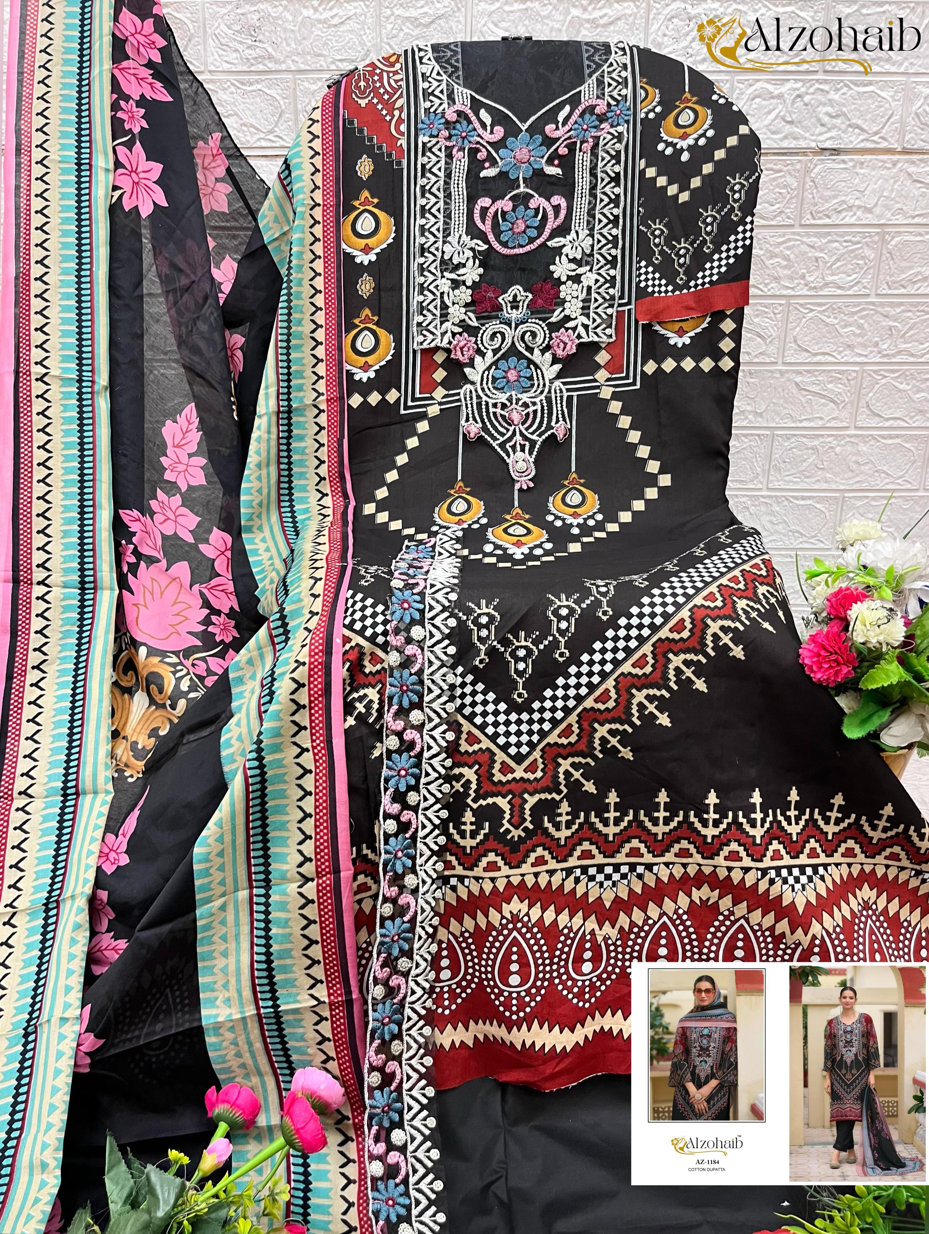 pure cotton print with Heavy Embrodairy patches Suit
