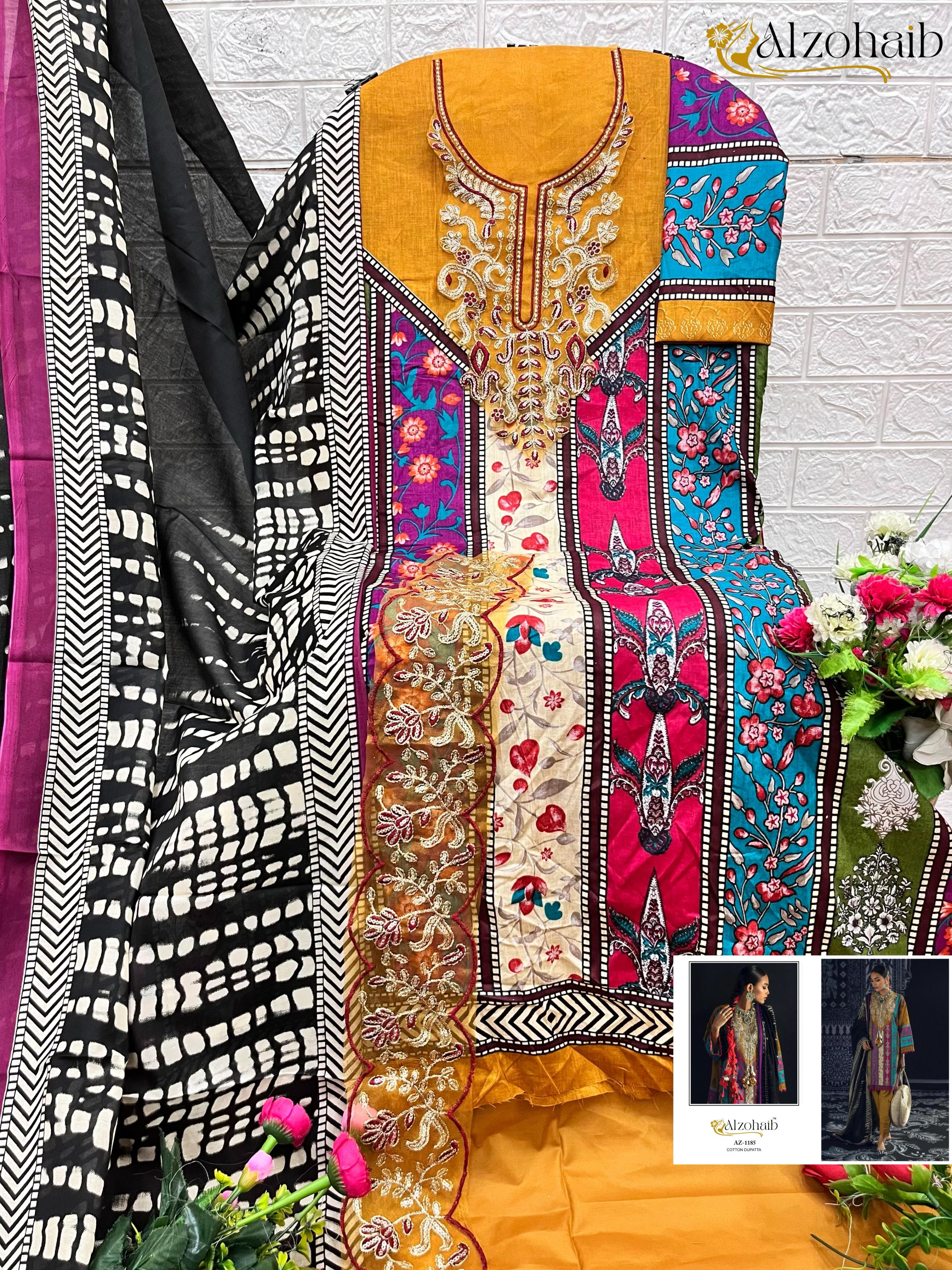 pure cotton print with Heavy Embrodairy patches Suit