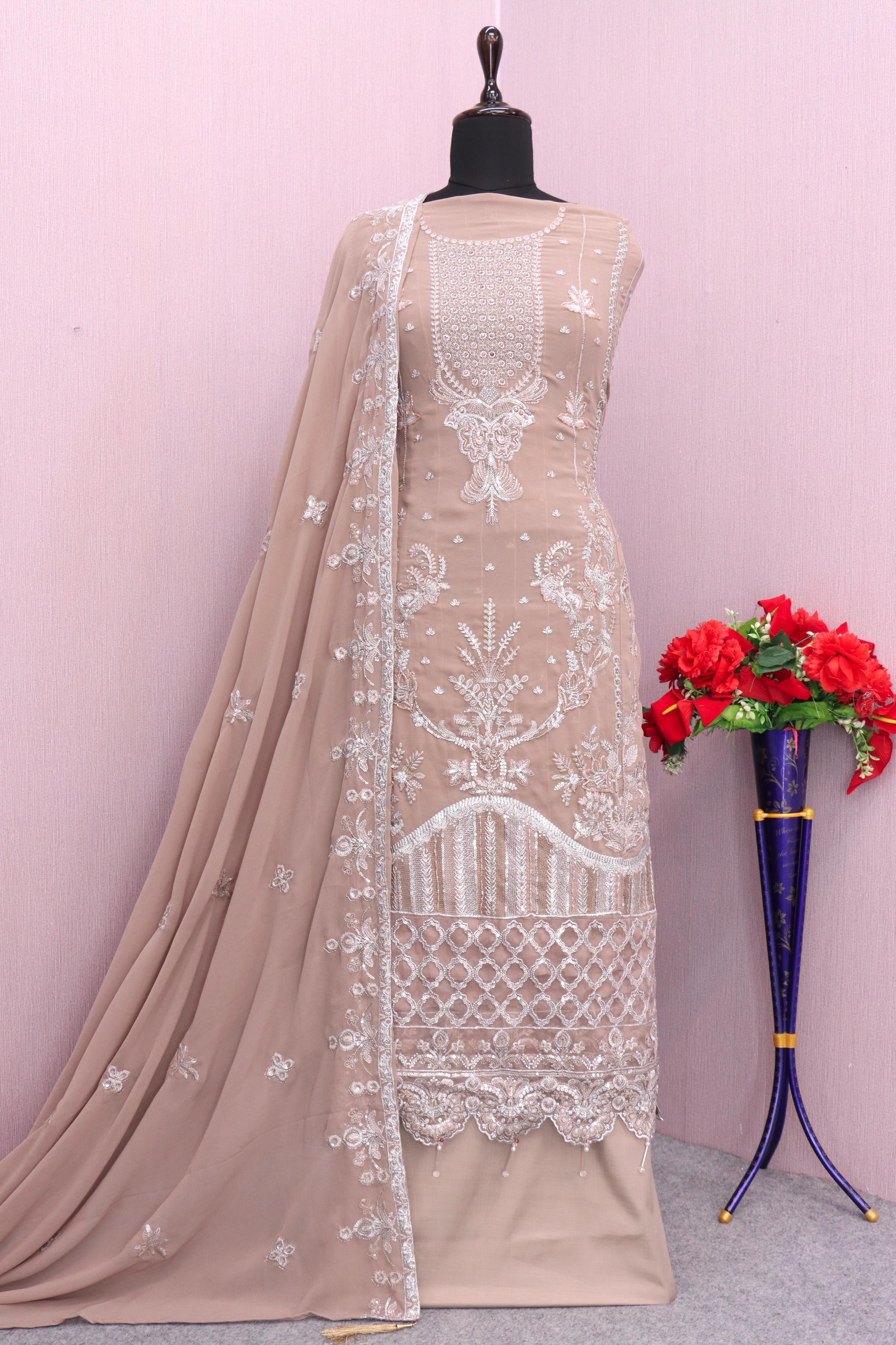 Heavy Faux Georgette with Sequence Embroidered work & Khatli work Suit