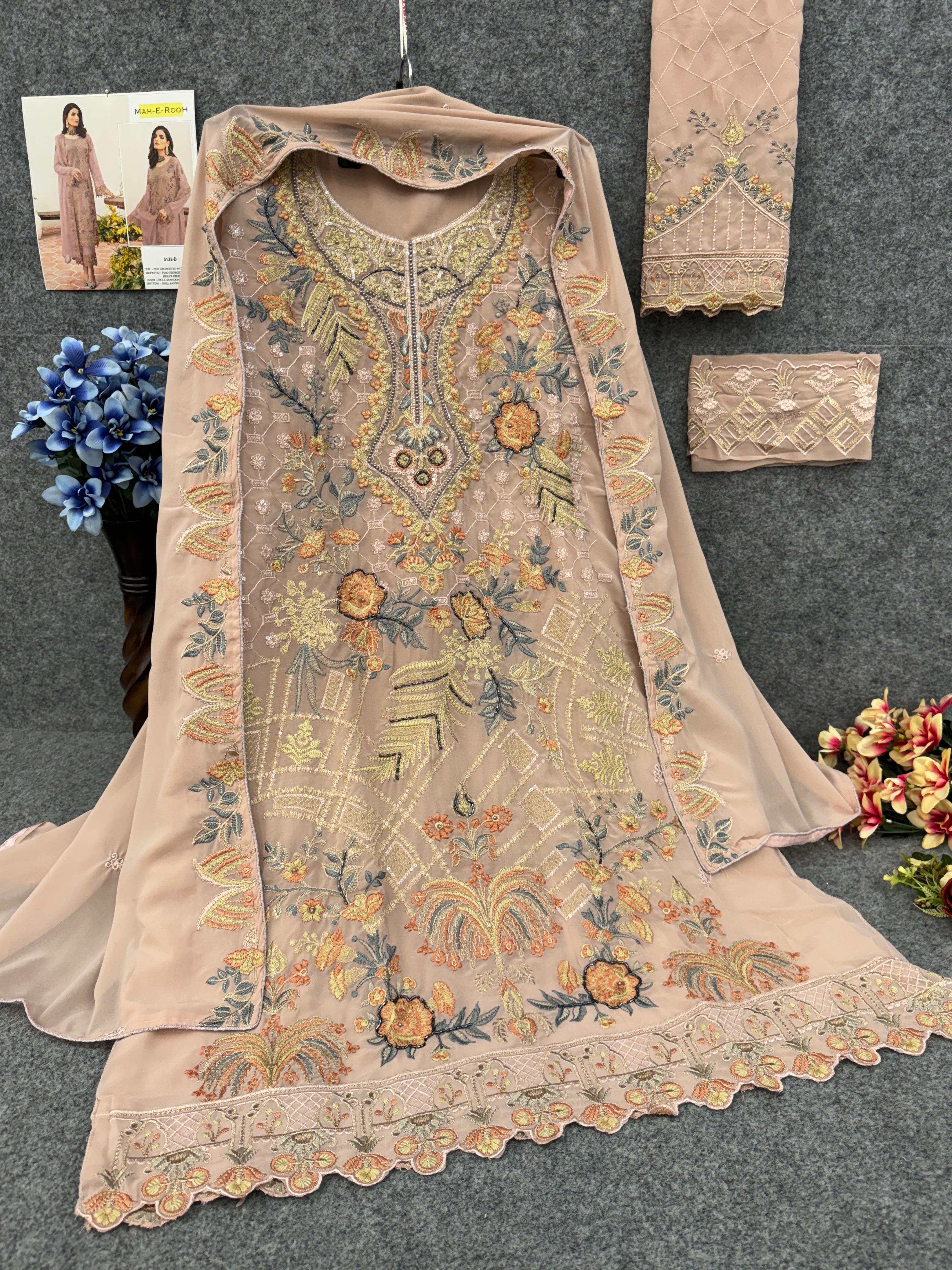 HEAVY FOX GEORGETTE EMBROIDERY WORK SUIT