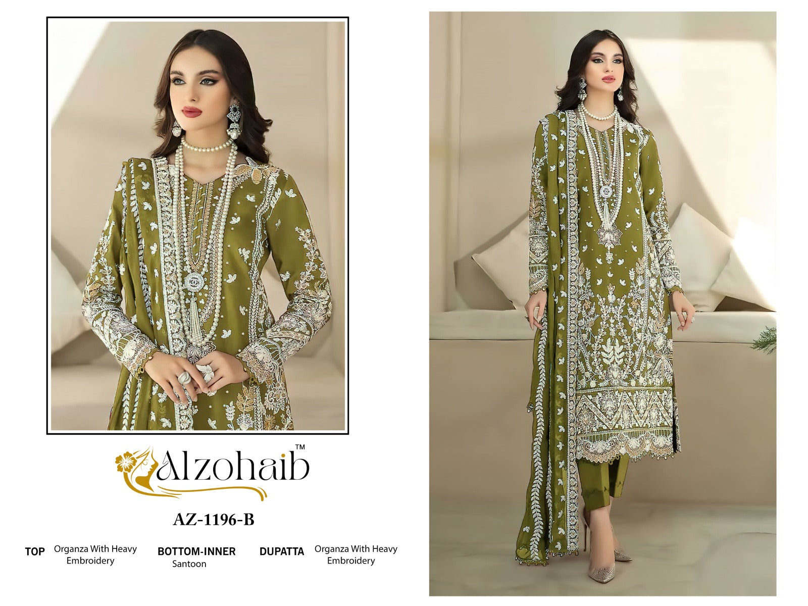 Organza with Embroidery Work and Sequence work Suit