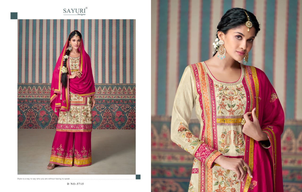 Primium Simar Muslin Jacquard Chinon Fabric Suit
