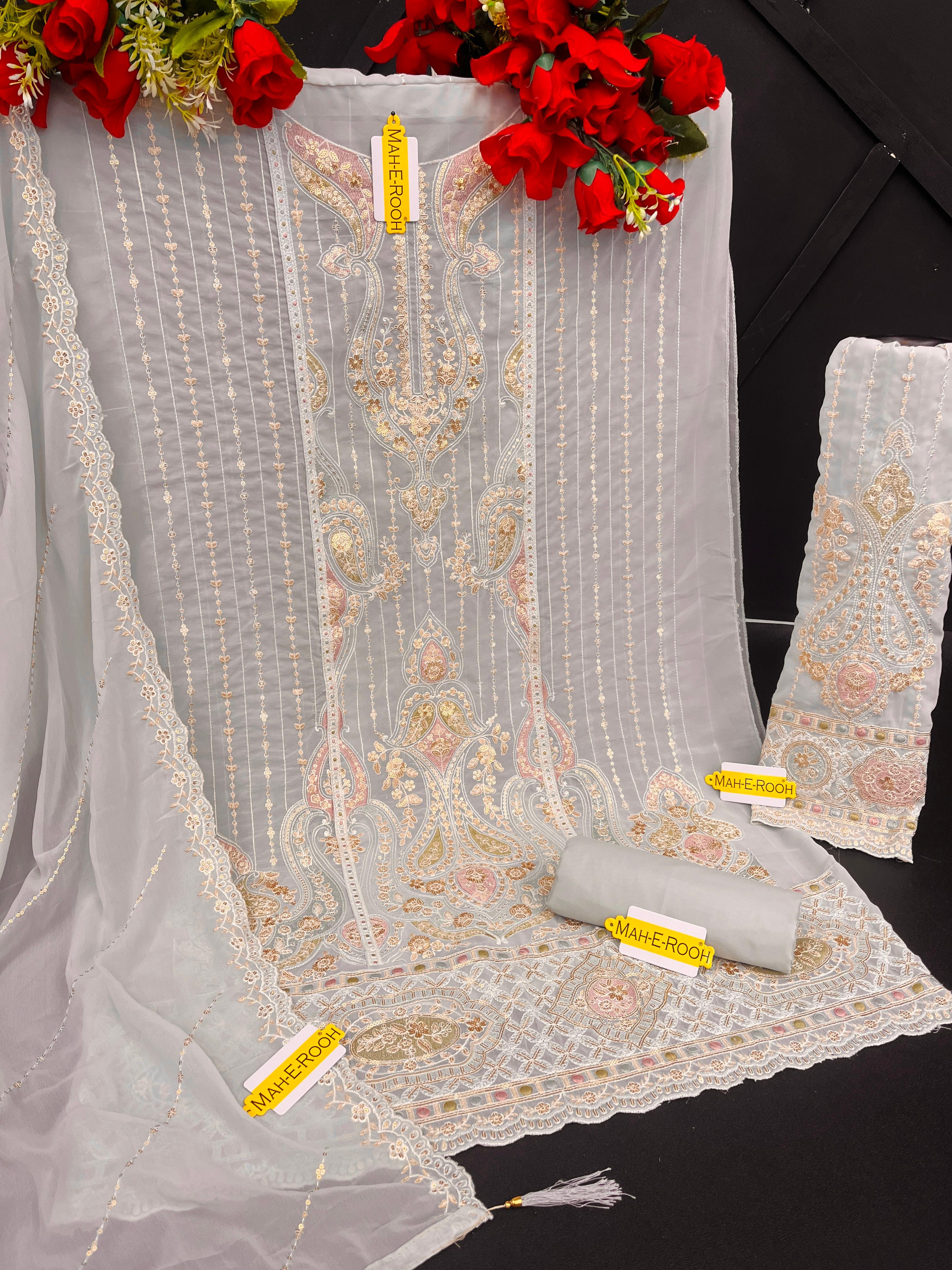 Heavy Faux Georgette with Heavy Embroidery Sequence & Multi Thread work Suit