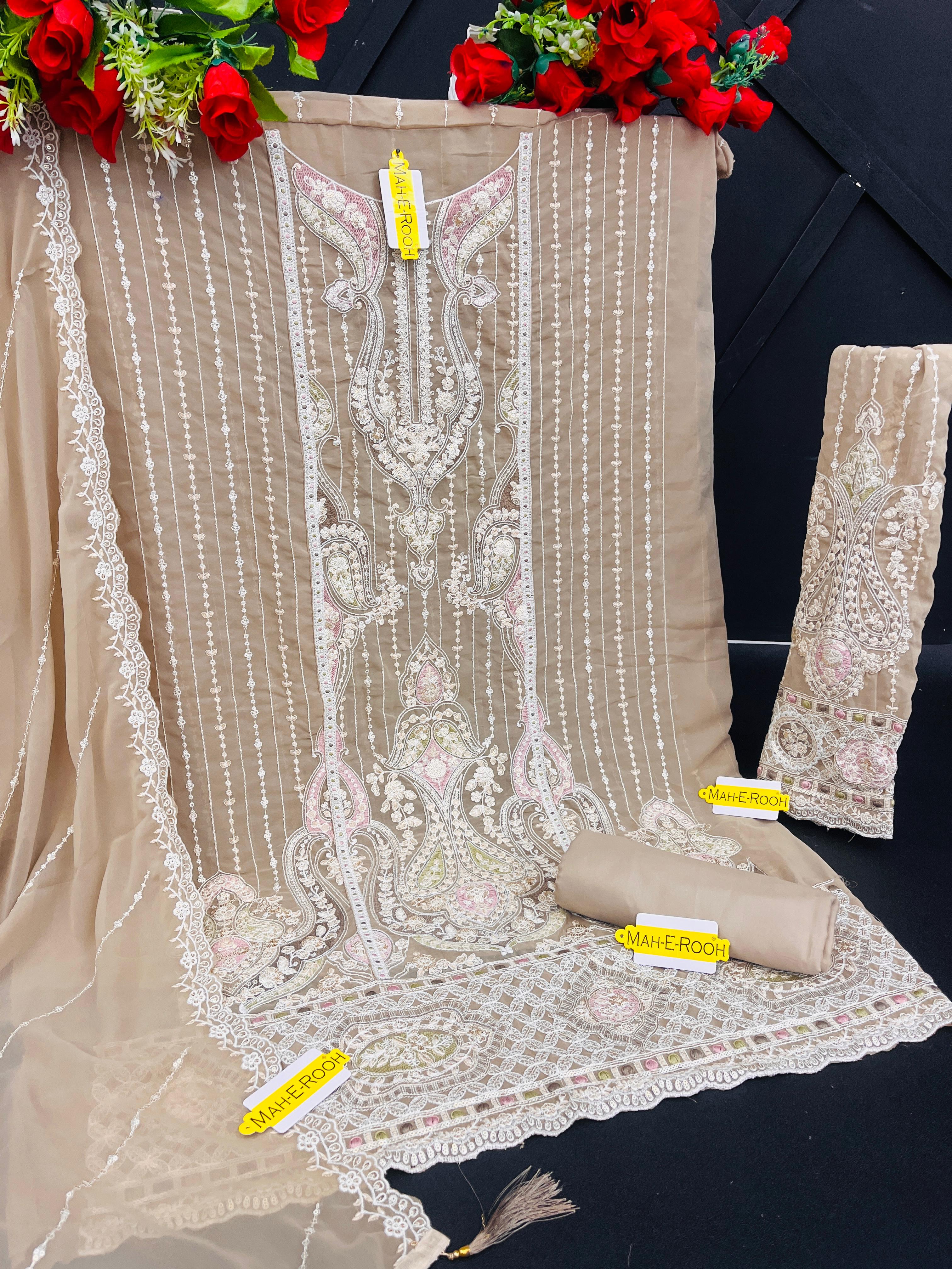 Heavy Faux Georgette with Heavy Embroidery Sequence & Multi Thread work Suit