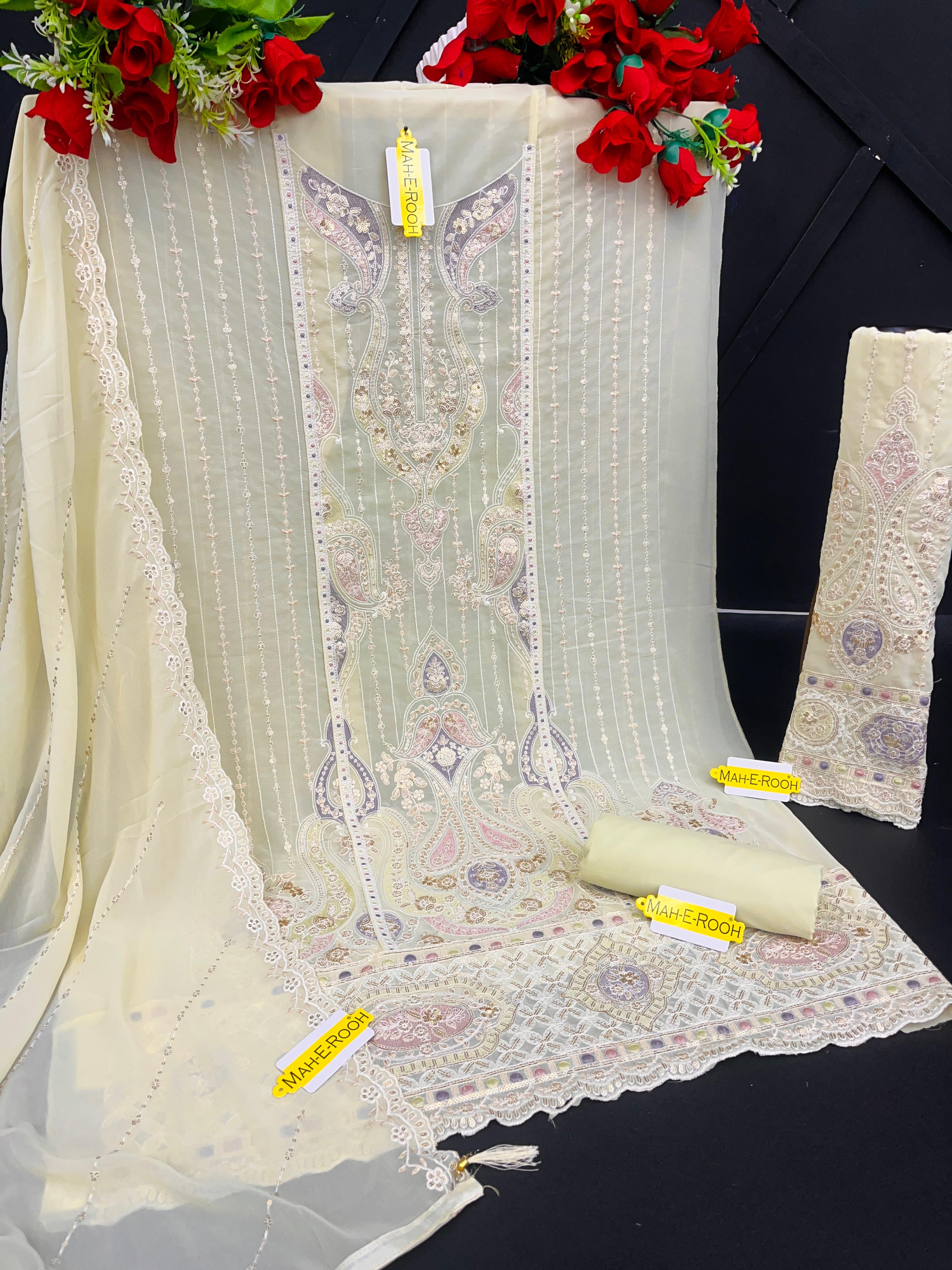 Heavy Faux Georgette with Heavy Embroidery Sequence & Multi Thread work Suit