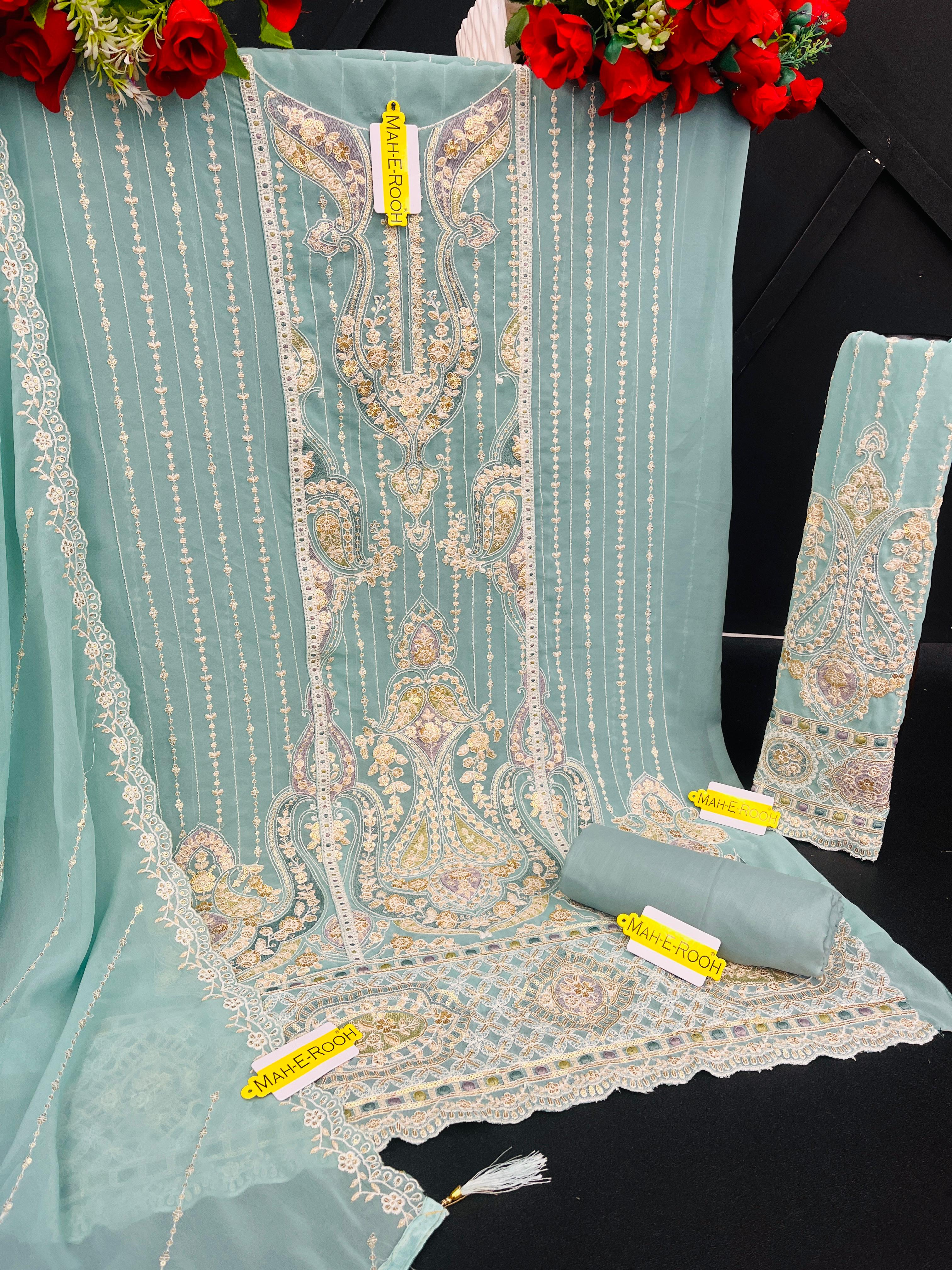 Heavy Faux Georgette with Heavy Embroidery Sequence & Multi Thread work Suit
